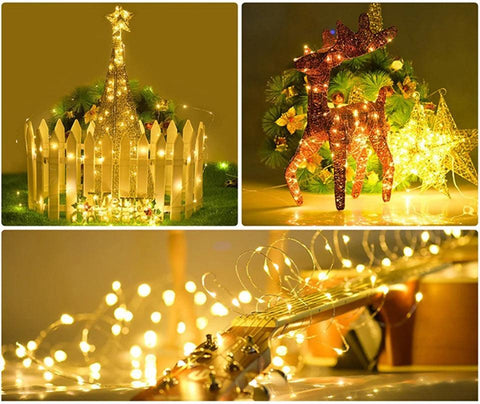 10M 5M 3M 2M Copper Wire LED Tinsel Garland Battery Powered Fairy LED String Lights for Holiday Christmas Wedding Party Decor