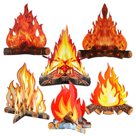 3D Decorative Cardboard Campfire Centerpiece Artificial Fire Fake Flame Paper Party Decortion Flame Torch for Christmas New Year