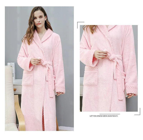 Female Autumn and Winter Warm Long Coral Velvet Thick Couple Bath Bathrobes Men Women Pajamas Shower Robe Bath Towels For Adults