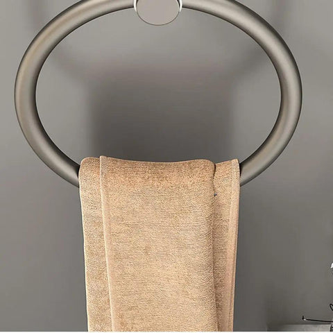 Bathroom Towel Holder Space Aluminum Wall Mount No Punching Easy Installation Round Towel Ring for Bathroom Kitchen