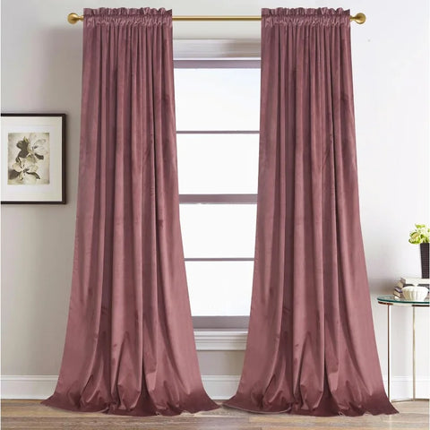 Velvet Curtains 2 Panels Set, Block Light Thermal Insulated Velour Rod Pocket Drapes for Bedroom and Living Room