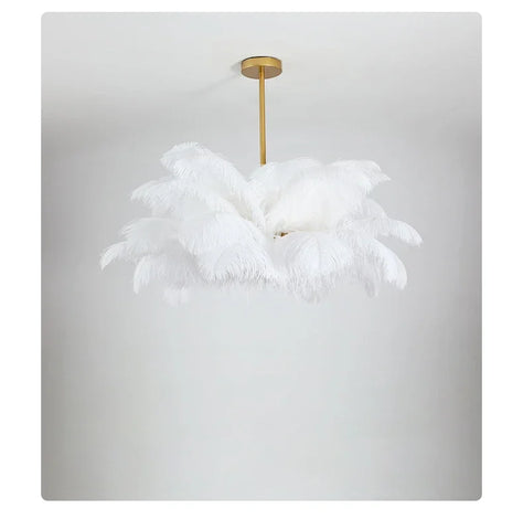 Modern Ostrich Feather Lamp Led Pendant Lights Living Room Home Decor Bedroom Indoor Lighting Chandelier Hanging Light Fixture