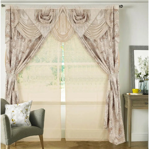 Jacquard Luxury Window 1 Panel Set Curtain with Attached Valance and Backing Bedroom