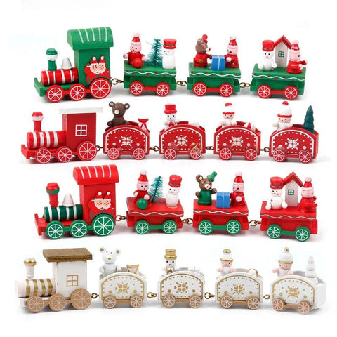 Christmas Wooden Train Merry Christmas Ornaments Christmas Decorations For Home Xmas Tree Decor Noel Navidad New Year Gifts