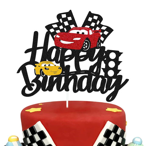 Disney Cartoon Lightning McQueen Car Theme Birthday Cake Topper Car Racing Boy Birthday Baby Shower Cake Decoration Supplies