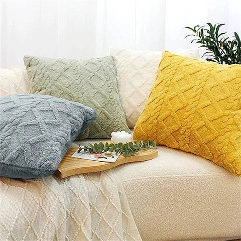 Olanly Twist Knitting Plush Pillow Cover 45x45 Vintage Knitted Pillow Case For Sofa Couch Cushion Cover Plush Pillowcase 50x50cm