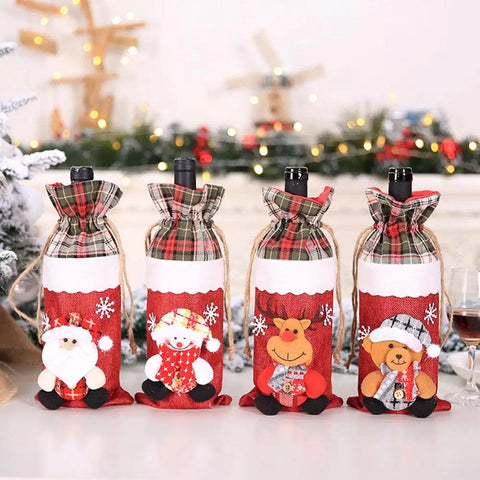 Christmas Wine Bottle Cover Merry Christmas Decoration For Home  Christmas Ornaments Decor Happy New Year 2025 Navid Noel