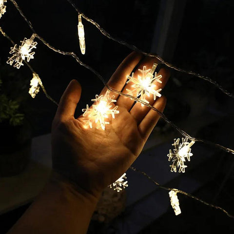 1/3/6M LED Snowflake Fairy Lights Battery/USB Power Copper Wire Garland Light New Year Garden Wedding Living Room Decoration