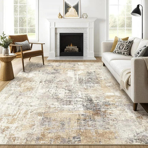 9x12 Area Rug Living Room Rugs: Large Soft Machine Washable Abstract Modern Stain Resistant Indoor Floor Low Pile Accent Carpet