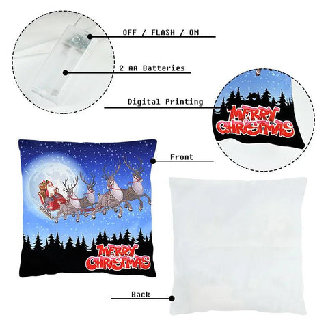 45cm LED Christmas Cushion Cover Glowing Pillowcase with Lights 2023 Christmas Decorations for Home Navidad New Year Xmas Decor