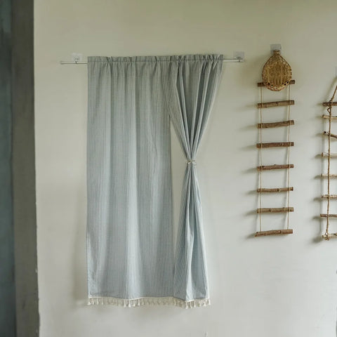 Door Curtain Japanese Style Cotton Linen Jacquard Striped Partition Curtain for Kitchen Living Room Bedroom Decorative Curtain