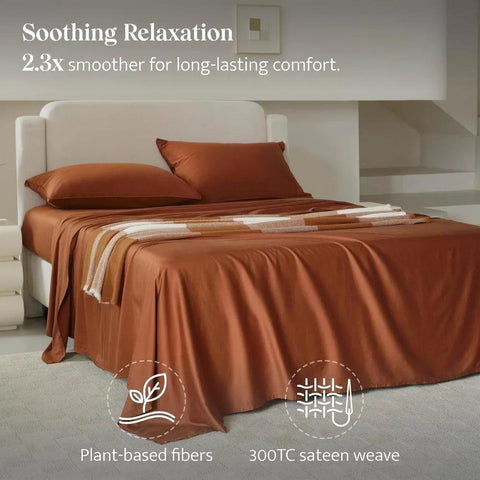 Cotton Tencel Sheets King - Good Housekeeping Award Winner, Cooling Sheets Set King Size, 4 PC Soft Hotel Luxury Bedding Set