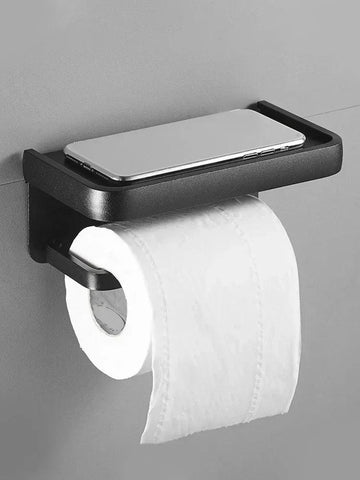 Toilet Paper Holder Wall-Mounted Rustproof Space Aluminum Toilet Roll Shelf Phone Stand for Home Bathroom Accessories NEW