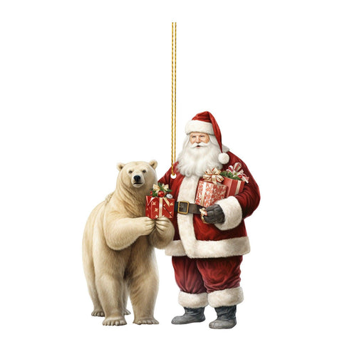 Happy New Year Cute Polar Bear Christmas Scene Decoration Circular Christmas Ornaments For Tree