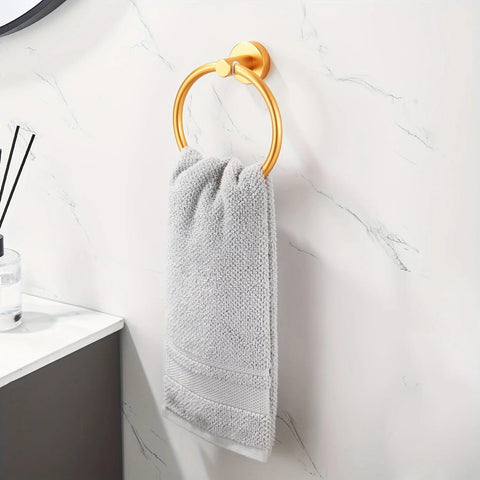 1pc Sturdy Space Aluminum Hand Towel Ring - Durable, 180° Rotating Design - Aesthetic Simple Style for Vanity Spaces