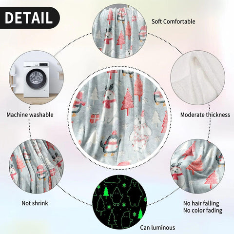 Christmas Luminous Soft Blanket with Lightweight and Breathable Material Suitable for Sofa Couch Bed