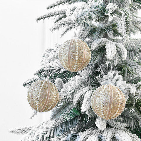 Luxury Ball Pearl Sticky Hanging Christmas Supplies Foam Ball Pendant Window Christmas Tree Decorations 8cm / 3in