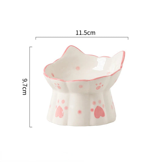 Cat Ceramic Food Bowl Elevated Pet Drinking Eating Feeders Small Puppy Dogs Snack Water Bowls Set Cats Feeding Accessories