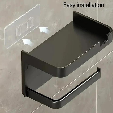 Easy-Install Toilet Paper Holder - Wall-Mounted, No-Punch, Roll Organizer - Bathroom Storage Accessory