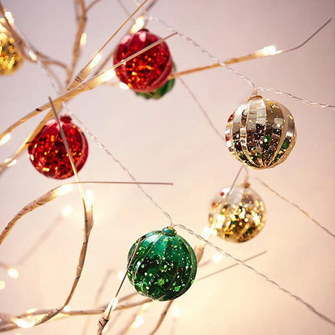 Christmas Ball LED Lights Star Round Xmas Tree Hanging String Lamp Merry Christmas Decorations New Year 2025 Party LED Lights