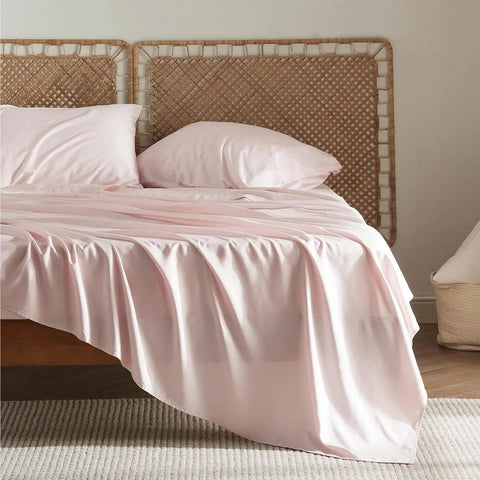 Cooling sheet set, Rayon Derived from Bamboo, Deep Pocket Up to 16", Breathable & Soft, Hotel Luxury Silky Bedding Sheet