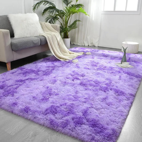 Feet Large Area Rugs, Tie-Dyed Light Grey Shaggy Rug Fluffy Throw Carpets, Ultra Soft Plush Modern Indoor Fuzzy Rugs