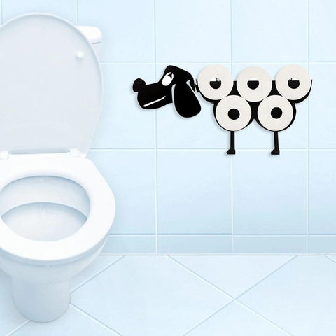 Toilet Paper Holder Metal Free Standing Toilet Tissue Holder Space Saving Dog Sheep Shaped Roll Paper Decorative Rack