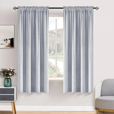 Curtains Thermal Insulated Blackout Curtain Drapes for Bedroom Living Room Darkening  Long Curtains Panels Rod Pocket Set of 2