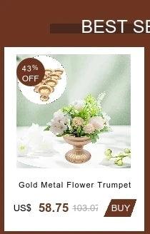 Gold Metal Flower Trumpet Vase Wedding Anniversary Commemorative Center 10PCS