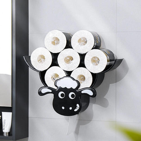 Toilet Paper Holder Shelves Sheep Funny Animal Toilet Paper Storage Funny Wall Mount Toilet Paper Storage for Bathrooms Kitchen