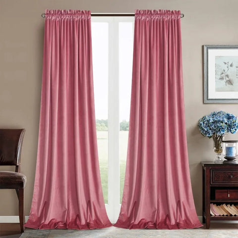 Velvet Curtains 2 Panels Set, Block Light Thermal Insulated Velour Rod Pocket Drapes for Bedroom and Living Room