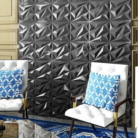 50/100Pcs PVC Accent Textured Wall Panels 3D Wall Panel Diamond 30x30cm 3D Wall Panels in Diamond Design for Interior Wall Decor