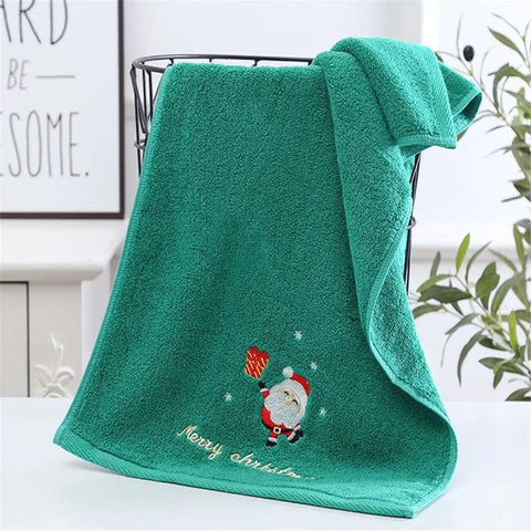 1PC 35*75cm Bathroom Towel Coral Fleece Absorbent Microfiber Christmas Tree Santa Embroidery Face Towels Bath Towel  Xmas Gifts