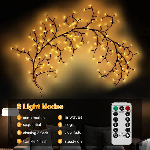 1PCS 96LED Tree and Vine Lamp USB/Solar Powered 8 Modes DIY Festive Tree Branch Lamp for Christmas Party Home Decorative Lights