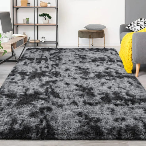 Feet Large Area Rugs, Tie-Dyed Light Grey Shaggy Rug Fluffy Throw Carpets, Ultra Soft Plush Modern Indoor Fuzzy Rugs