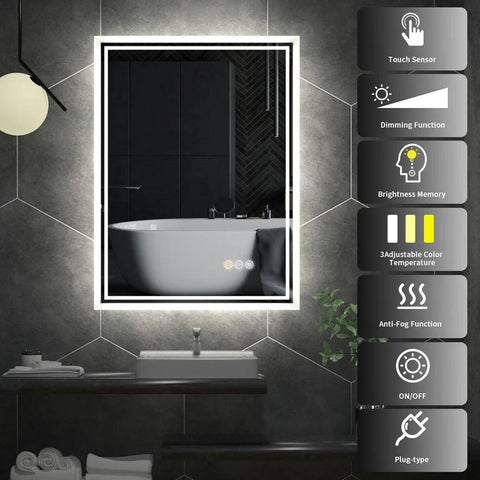 LUVODI Illuminate LED Backlight Bathroom Mirror Frameless Dimmable Defog Bath/Shower/Shaving Mirror