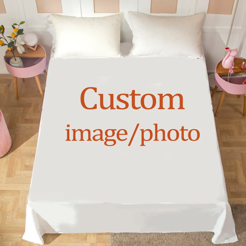 Customized Bed Sheet 3D Print  Photo Anime Flat Sheets Polyester 1-Piece Custom Bed Linens Queen King Twin For Dropshipping