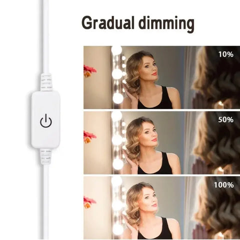 LED Mirror Light Bulb Makeup Vanity Light Bulbs USB Rechargeable Wireless Touch Switch Stepless Dimming Mirror Lights for Dress