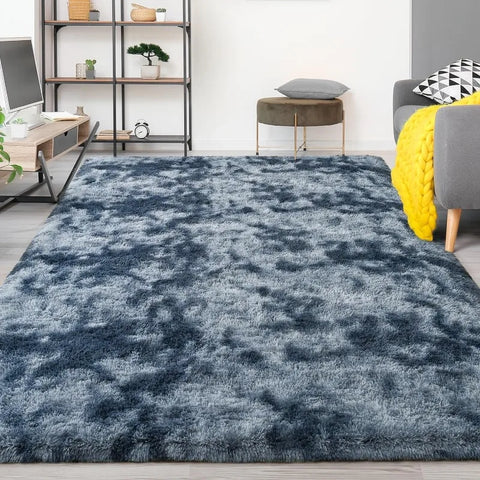 Feet Large Area Rugs, Tie-Dyed Light Grey Shaggy Rug Fluffy Throw Carpets, Ultra Soft Plush Modern Indoor Fuzzy Rugs