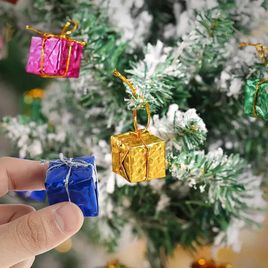 6-120PCS Mini Gift Boxes Xmas Tree Hanging Pendants Colorful Square Foam Box Ornaments Christmas New Year Party Decors Wholesale