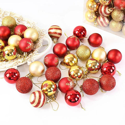 50Pcs/box 4cm Christmas Balls Ornament Xmas Tree Hanging Bauble Pendant 2024 Christmas Decoration for Home 2025 New Year Gifts