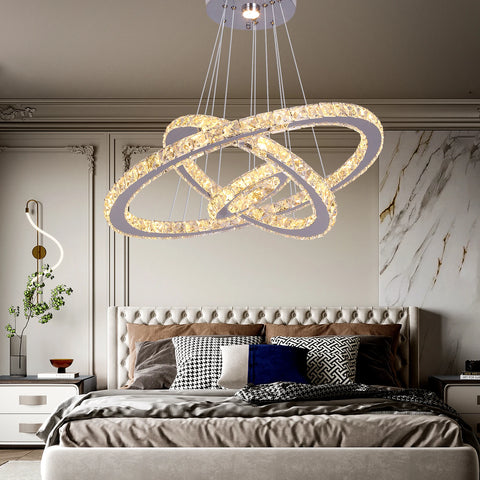 Crystal Luxury Pendant Lights for Living Room Remote Control Chandelier Lamp Bedroom Dining Room Smart Hanging Lighting Fixtures