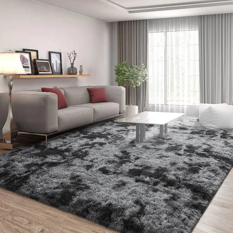 Feet Large Area Rugs, Tie-Dyed Light Grey Shaggy Rug Fluffy Throw Carpets, Ultra Soft Plush Modern Indoor Fuzzy Rugs