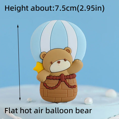 New 3D Bear Cake Topper Baby Shower Bear Decoration Boy Girl Happy 1st Birthday Party Cake Decor Gender Reveals Party Supplies