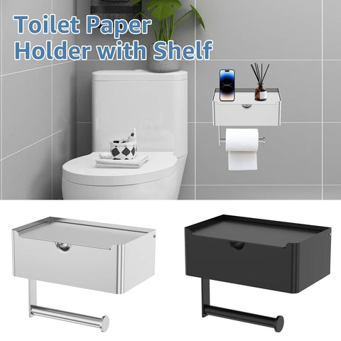 Toilet Paper Holder Stainless Steel Bathroom Roll Holder with Storage Box Wall Mounted WC Paper Phone Holders Home Towel Holder