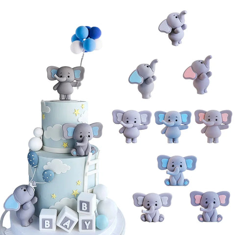 Baby Elephant Cake Topper for Baby Shower Elephant Cake Decoration Kids 2nd 1st Birthday Party Decoration Boy Girl Gender Reveal