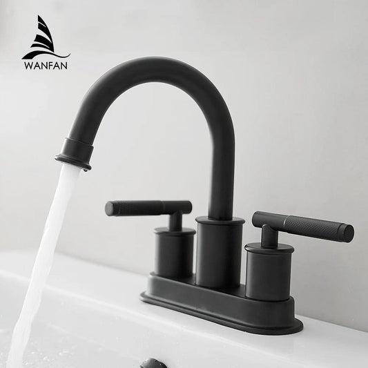 Bathroom Sink Faucet 2 or 3 Hole Matte Black Centerset 4 Inch Bathroom Sink Faucet 2 Handle Plating  Bathroom Faucet