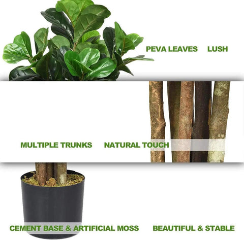 Goplus Fake Fiddle Leaf Fig Tree, 6FT Tall Artificial Tree Greenery Plants in Pots, Decorative Faux Trees for Indoor Home Office