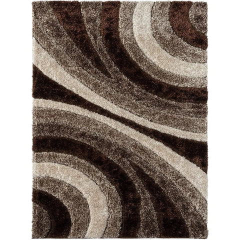 Lantanas Collection 7070 Brown 5x7 Modern Shag Geometric Area Rug