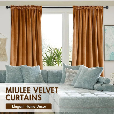 Curtains Thermal Insulated Blackout Curtain Drapes for Bedroom Living Room Darkening  Long Curtains Panels Rod Pocket Set of 2